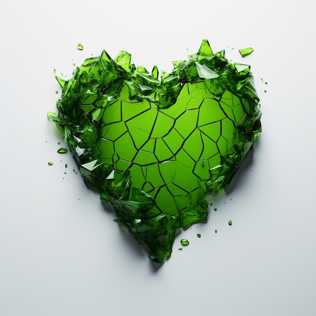 Free photo view of green broken heart