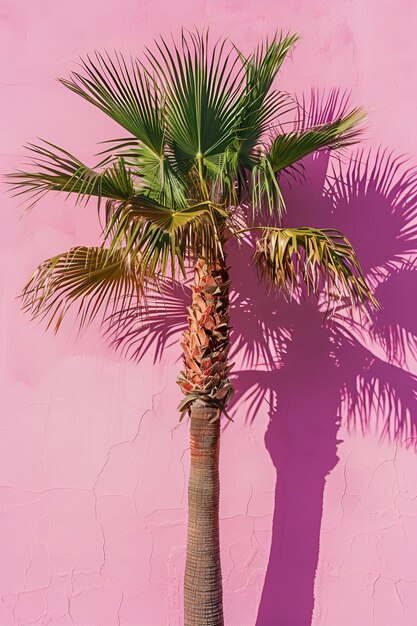 View of green palm tree species with beautiful foliage