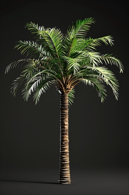 View of green palm tree species with beautiful foliage