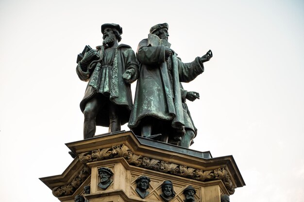 View of GutenbergDenkmal in Frankfurt downtown Germany