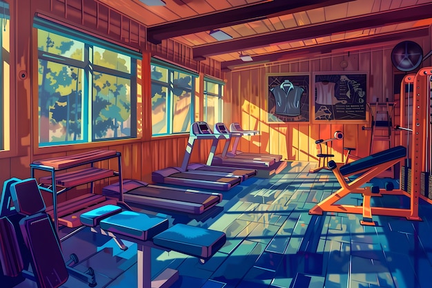 View of gym room for training and sports