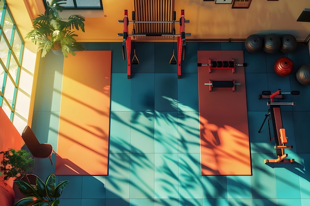 View of gym room for training and sports