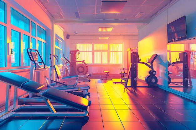 View of gym room for training and sports