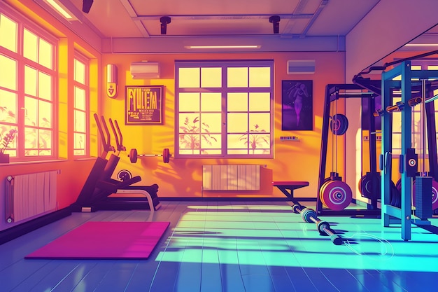 View of gym room for training and sports