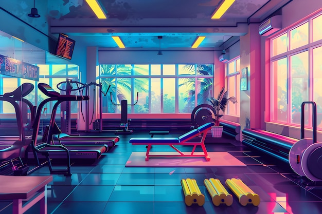 View of gym room for training and sports