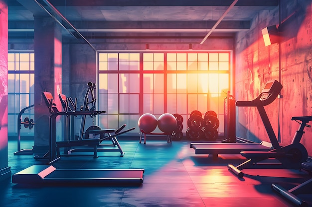 View of gym room for training and sports