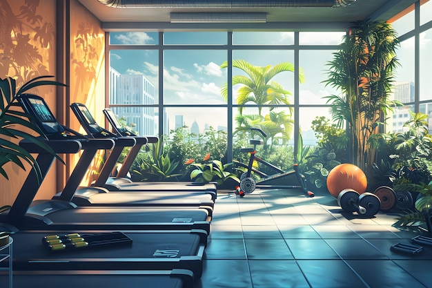 View of gym room for training and sports