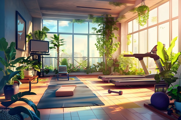 View of gym room for training and sports