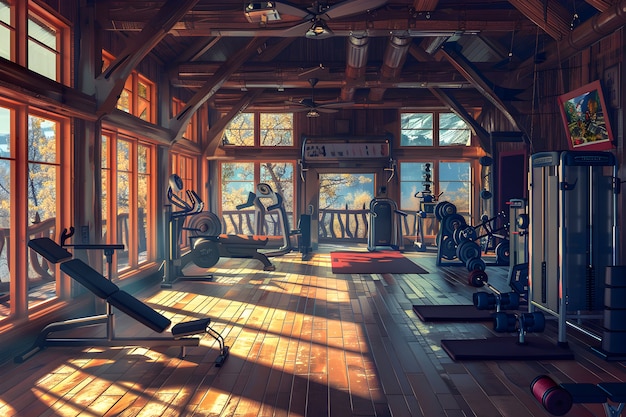 View of gym room for training and sports