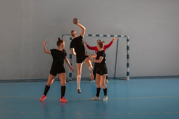 Free photo view of handball players on the court