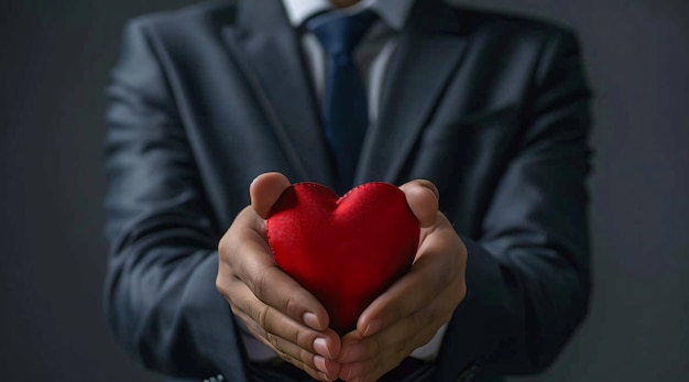 Free Photo view of hands holding red heart to represent affection