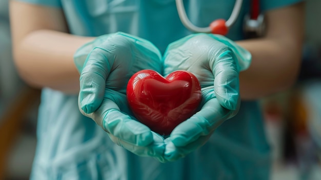 Free Photo view of hands holding red heart to represent affection