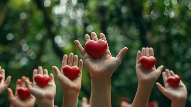 Free photo view of hands holding red heart to represent affection