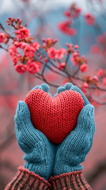 View of hands with heart shape to represent affection