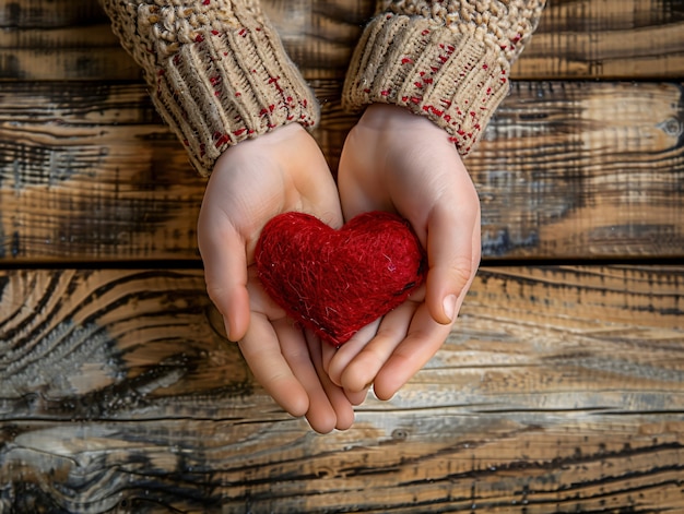 View of hands with heart shape to represent affection