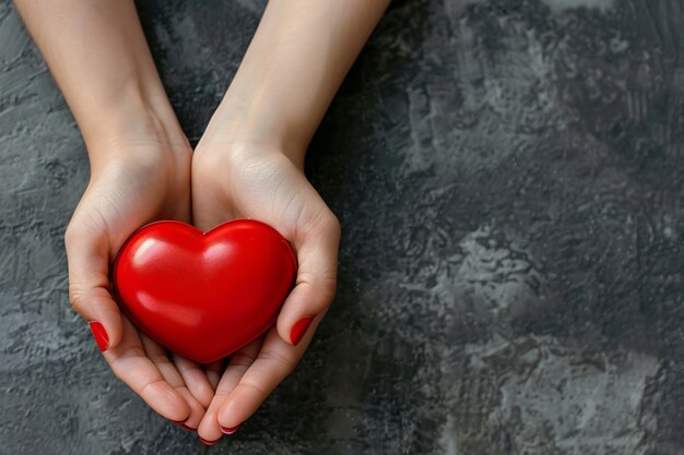 View of hands with heart shape to represent affection