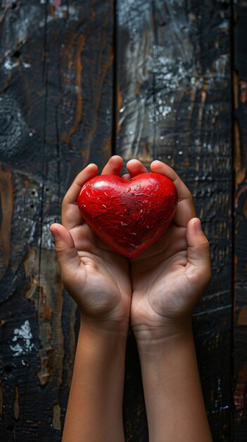 View of hands with heart shape to represent affection