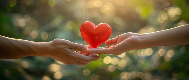 View of hands with heart shape to represent affection