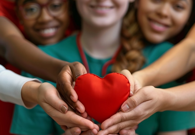 View of hands with heart shape to represent affection