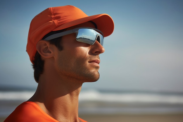 Free Photo view of handsome male lifeguard