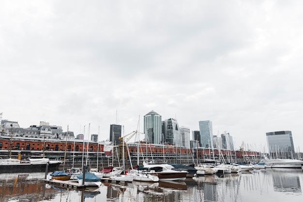 Free photo view of harbour skyline with boats