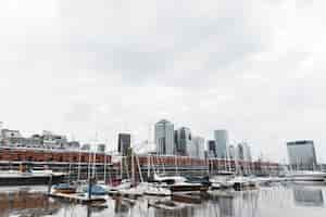 Free photo view of harbour skyline with boats