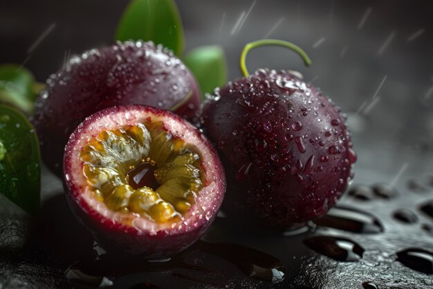 View of healthy and fresh maracuja fruit