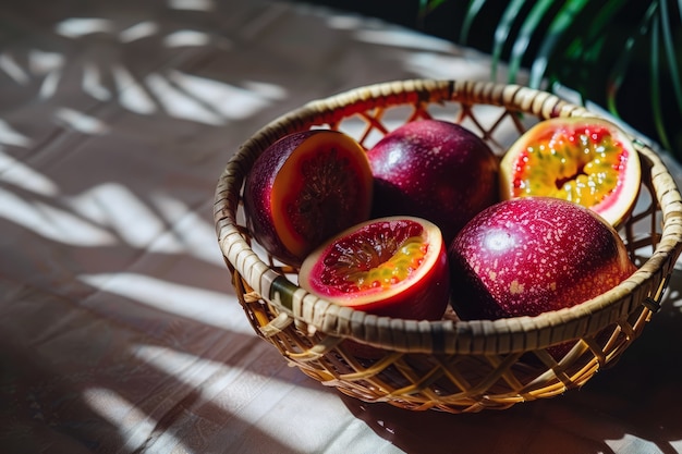 Free photo view of healthy and fresh maracuja fruit