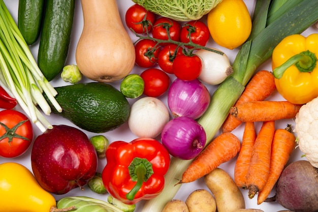 Above view healthy vegetables arrangement