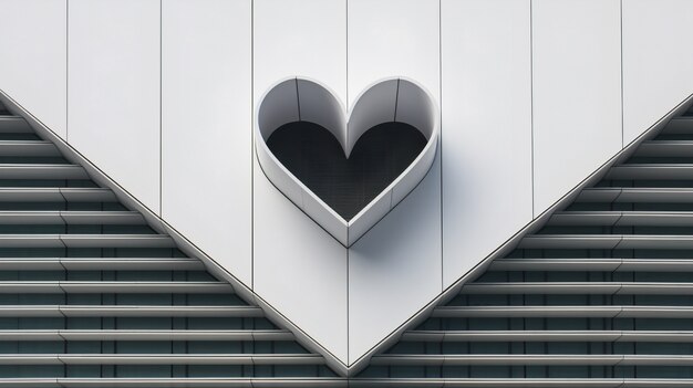 Free photo view of heart shape on building wall