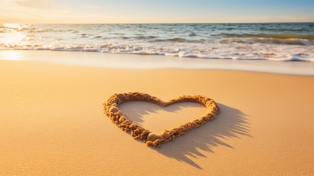 Free photo view of heart shape drawn in beach sand