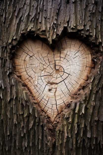 View of heart shape in tree trunk