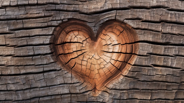 View of heart shape in tree trunk