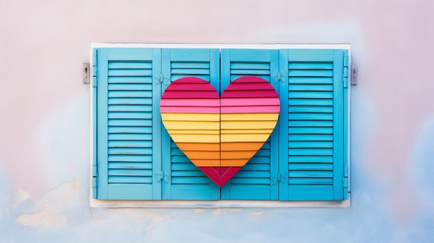 Free Photo view of heart shape on window shutters