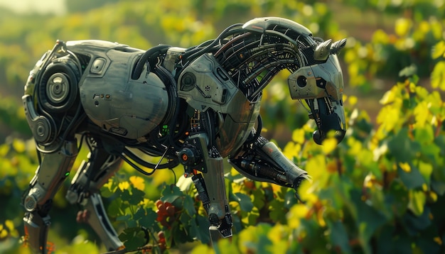 Free Photo view of horse with mechanical and robotic parts in futuristic style