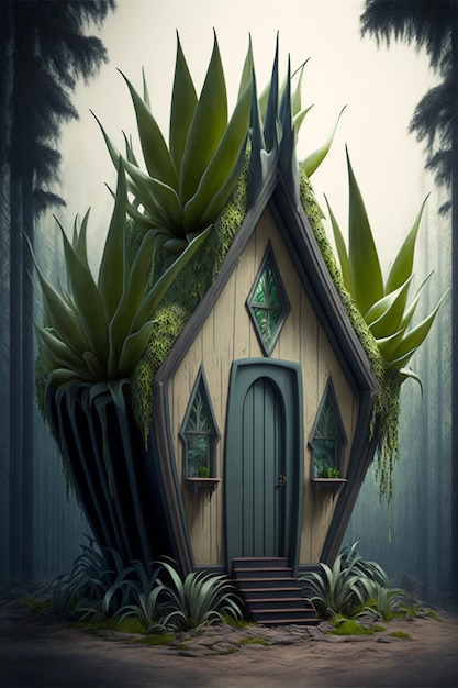 Free photo view of house made from plant in nature