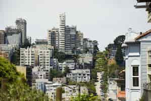 Free photo view to houses of russian hill in san francisco, california