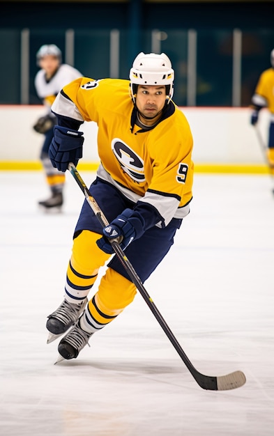 Free photo view of ice hockey player on ice