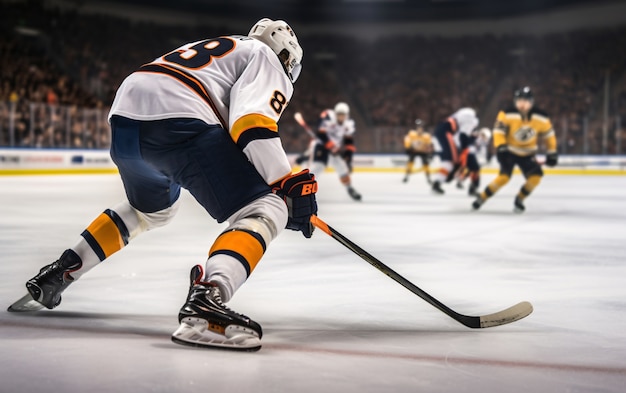 View of ice hockey players during match