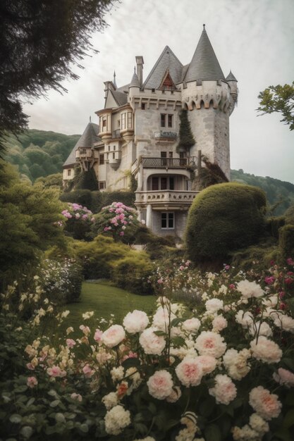 View of imposing castle with natural landscape