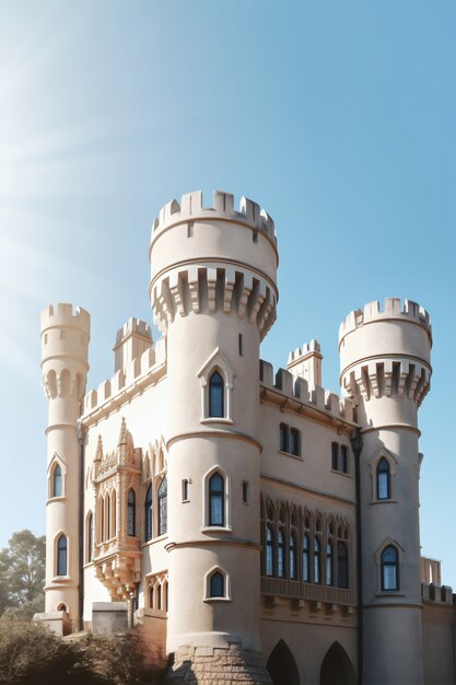 View of imposing castle with natural landscape