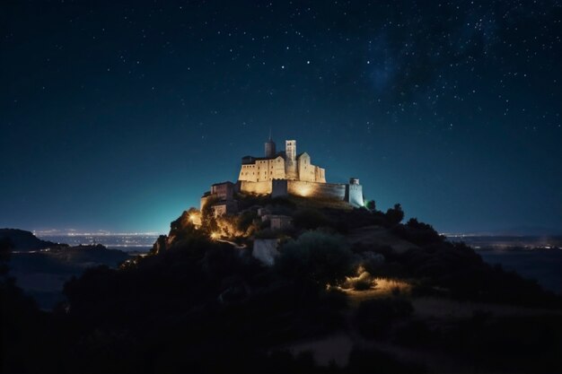 View of imposing castle with natural landscape