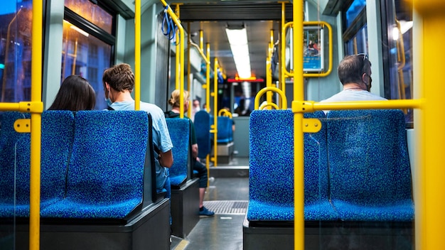 View of the interior of a tram in Frankfurt Germany