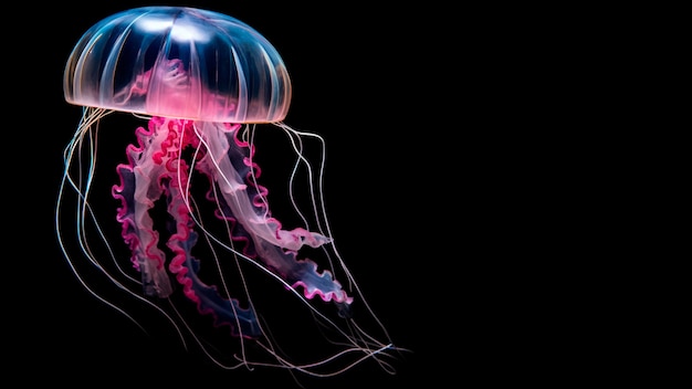 Free photo view of jellyfish swimming in water with copy space