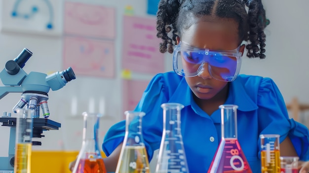 View of kids learning in the laboratory for science day