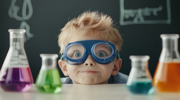 View of kids learning in the laboratory for science day