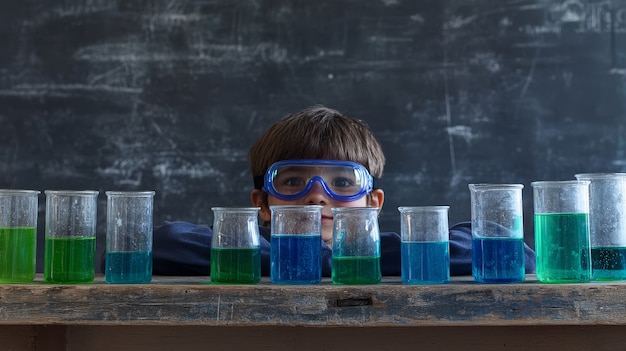 View of kids learning in the laboratory for science day