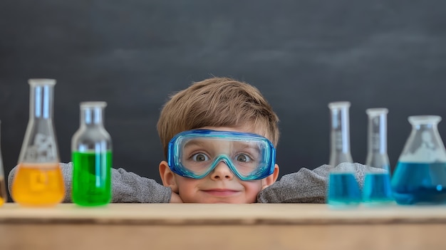 View of kids learning in the laboratory for science day