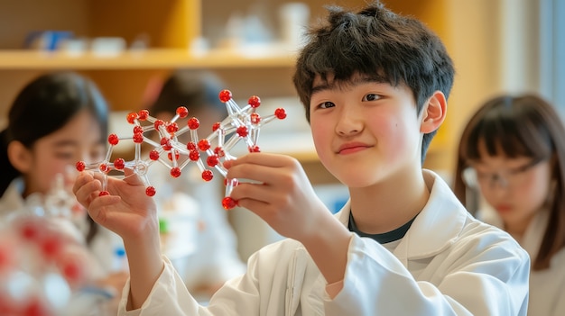 View of kids learning in the laboratory for science day