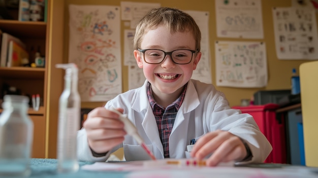 View of kids learning in the laboratory for science day